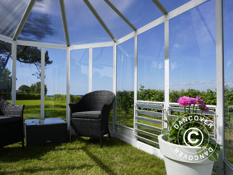 Oranżeria z poliwęglanu 6,96m², 2,41x3,3x2,58m, biała