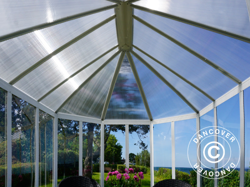 Oranżeria z poliwęglanu 6,96m², 2,41x3,3x2,58m, biała