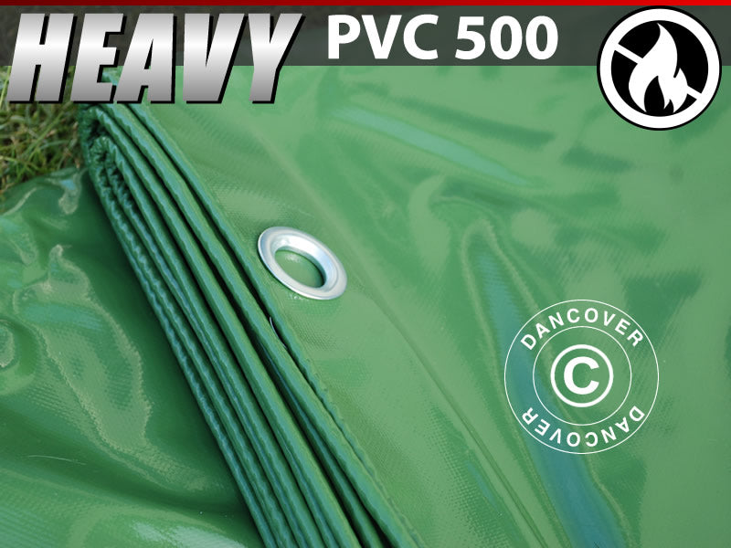 Plandeka 6x12m PCV 500g/m², Zielony, Ogniotrwale