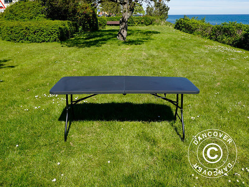 Składany stół 180x74x74cm, czarny (1 sztuka)