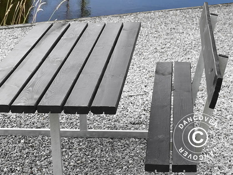 Stół piknikowy z oparciem, 1,8x1,75x0,85m, Czarny