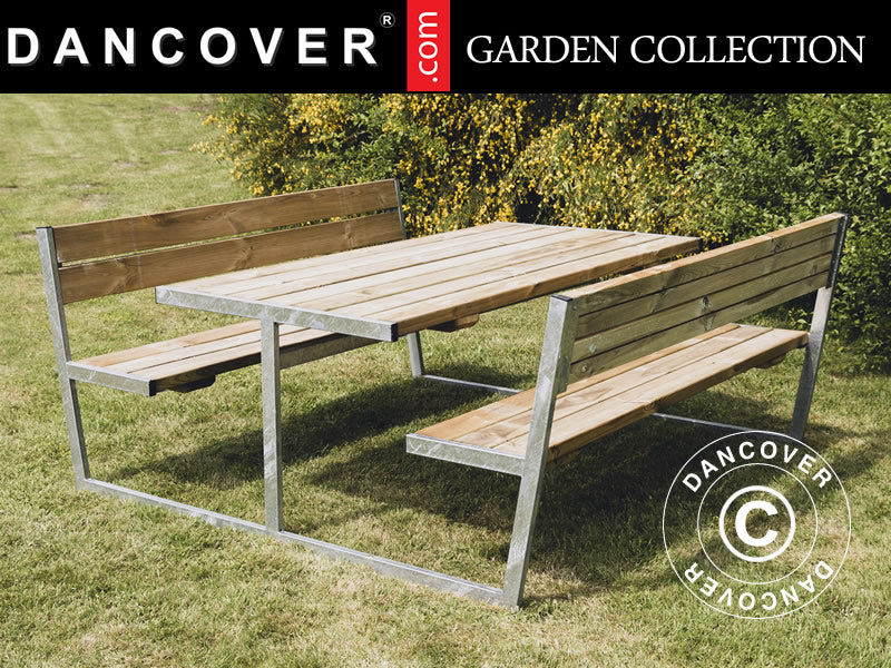 Stół piknikowy z oparciem, 2,05x1,8x0,85m, Drewno