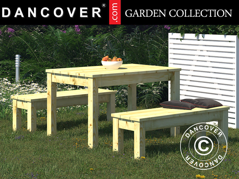 Drewniany zestaw ze stołem i ławką, 0,74x1,2x0,75m, Naturalne drewno