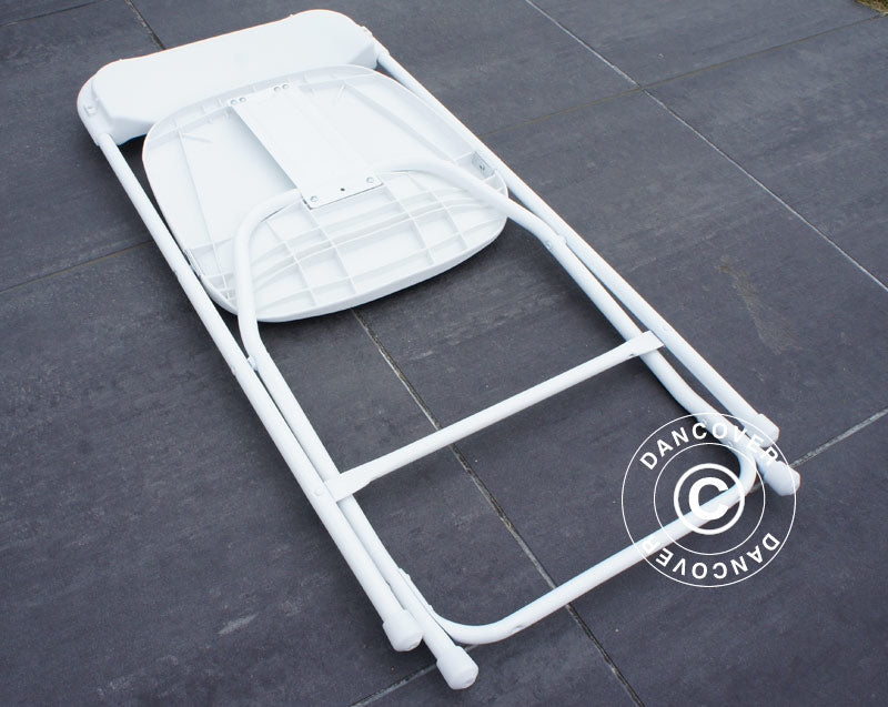 Składany stół 154 cm + 8 Krzesła składane, Jasny szary/Biały