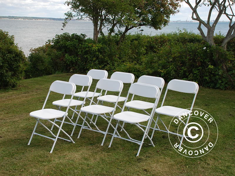 Krzesła składane 44x44x80cm, Biały, 8 szt.
