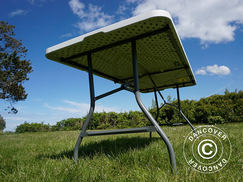 Pakiet Party, 1 skladany stól (180cm) + 2 składane ławki (183cm), Jasny szary