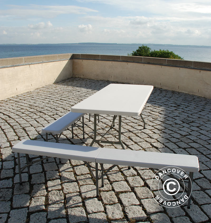 Pakiet Party 1 składany stół (240cm) + 2 składane ławki (244cm)