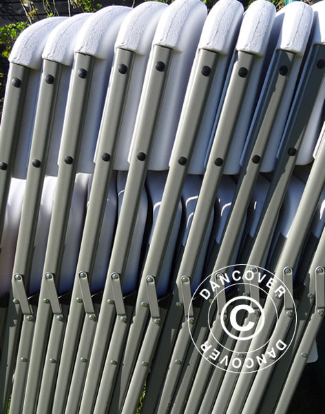 Pakiet Party, 1 składany stół (180cm) + 8 Krzesła składane, Jasny szary/Biały