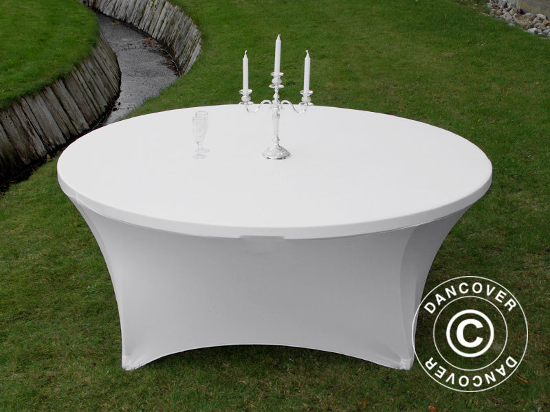 Elastyczny pokrowiec na stół Ø183x74cm, Biały