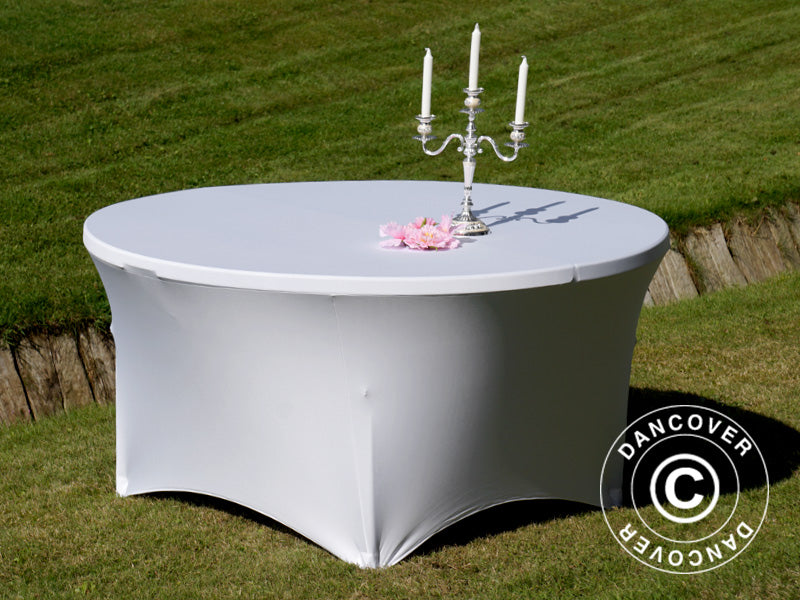 Elastyczny pokrowiec na stół Ø152x74cm, Biały