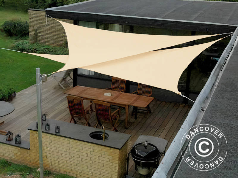 Żagiel przeciwsłoneczny 5x5x7m, Trójkątny, Piasek