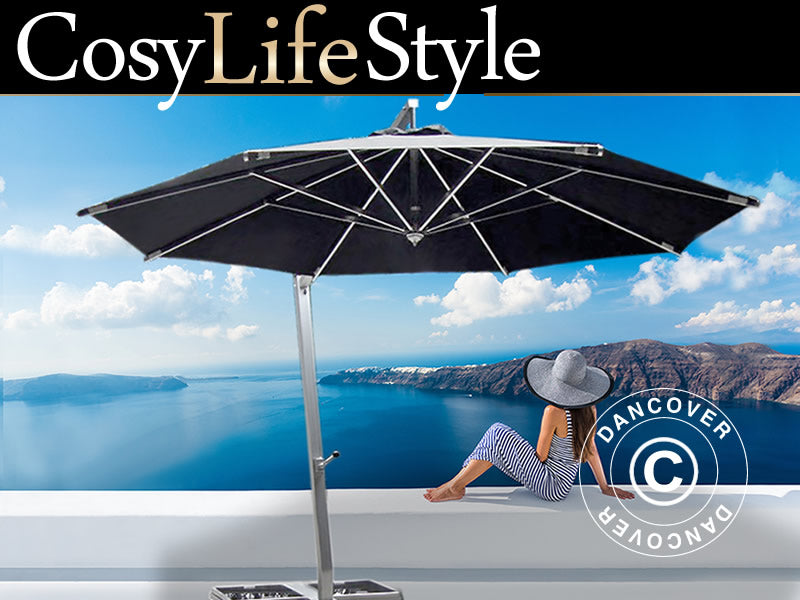 Parasol na wsporniku Bahamas, Ø4m, Czarny