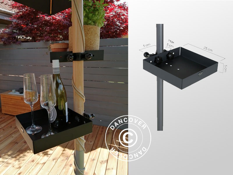 Stolik do parasola, 25x25cm, Czarny, 1 szt.