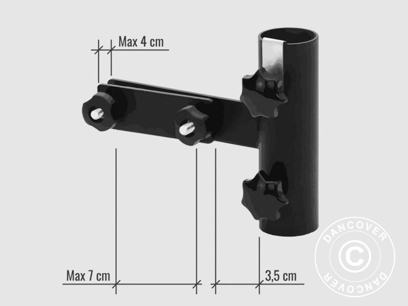 Uchwyt do parasola pionowy montowany na balustradzie balkonu, Czarny