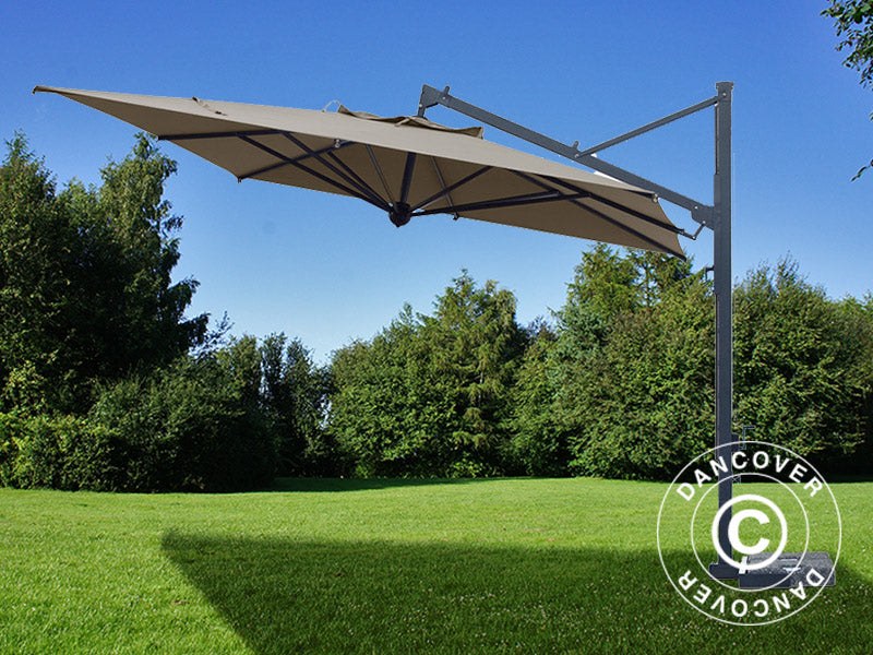 Parasol na wysięgniku Galileo Dark, 3,5x3,5m, Szary taupe
