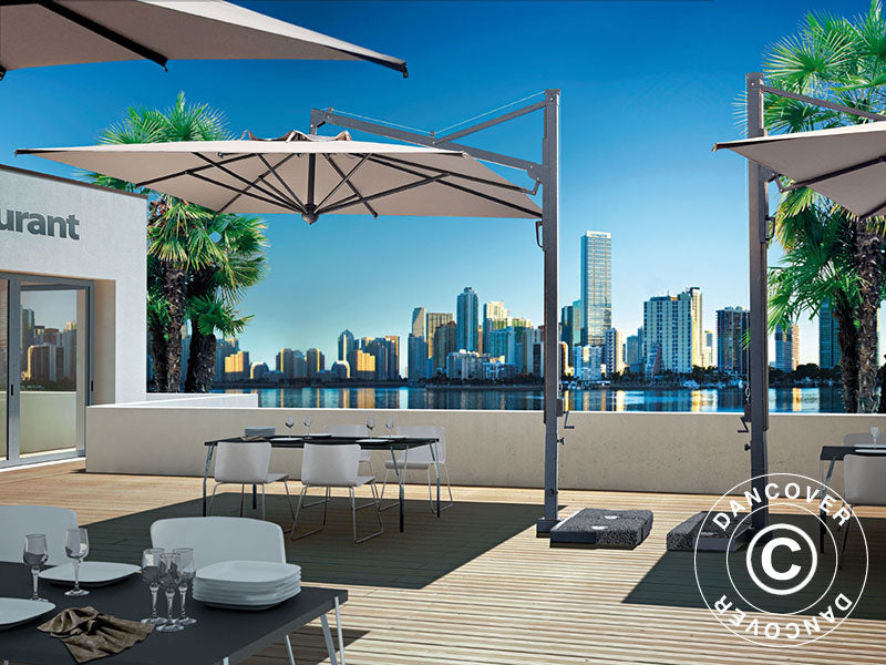 Parasol na wysięgniku Galileo Dark, 3,5x3,5m, Szary taupe