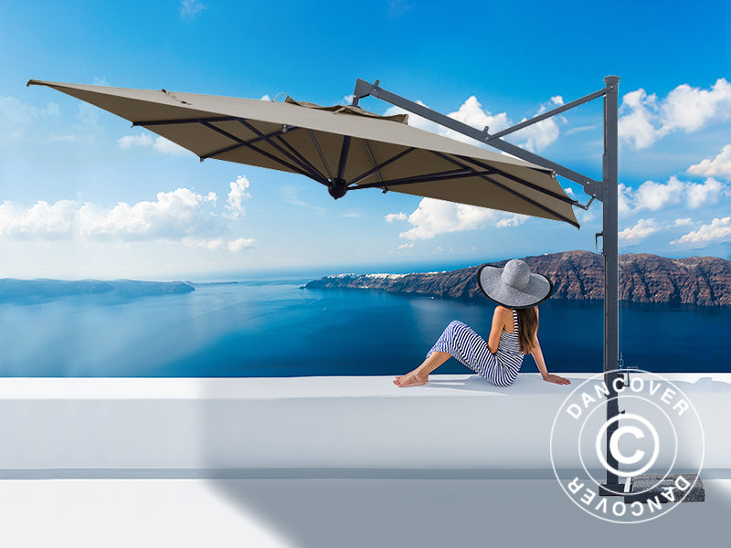 Parasol na wysięgniku Galileo Dark, 3,5x3,5m, Szary taupe