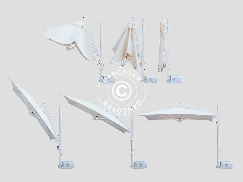 Parasol na wysięgniku Galileo White, 3x3m, Ecru