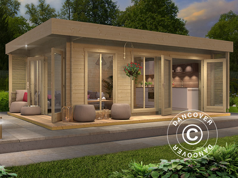 Domek drewniany Vienna, 5,7x3,8x2,45m, 40mm, Naturalny