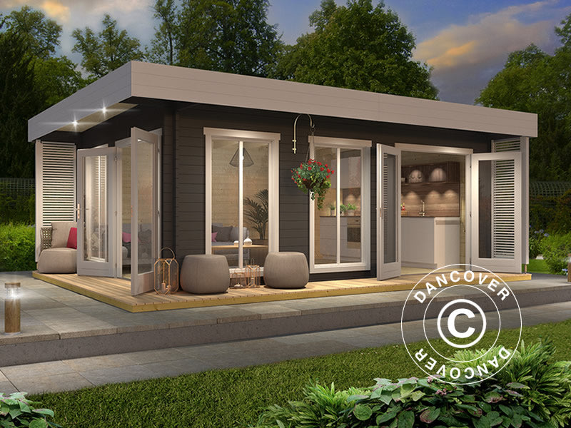 Domek drewniany Vienna, 5,7x3,8x2,45m, 40mm, Ciemny szary