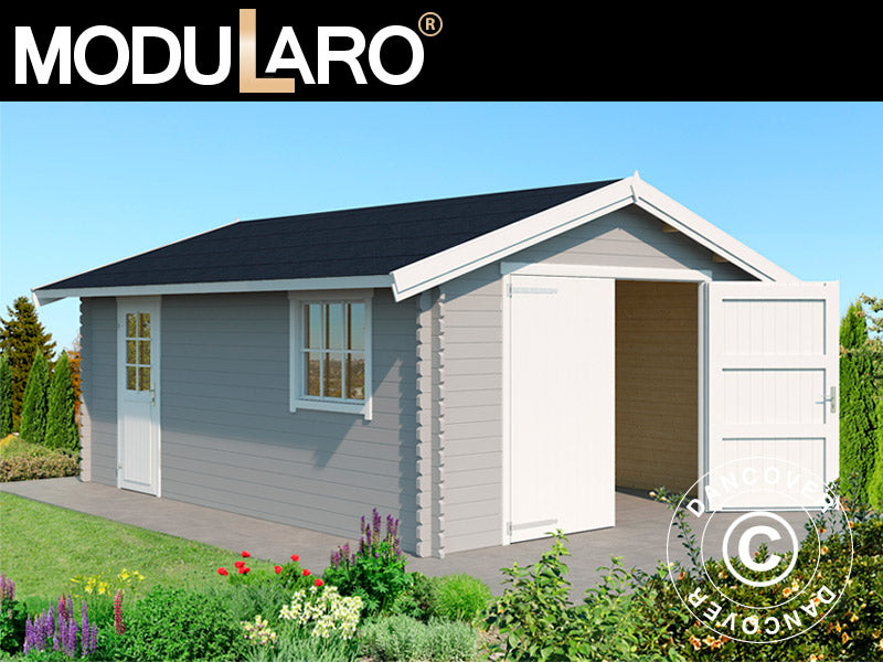 Drewniany garaż Rauma, 3,8x5,4x2,74m, 40mm, Jasny szary