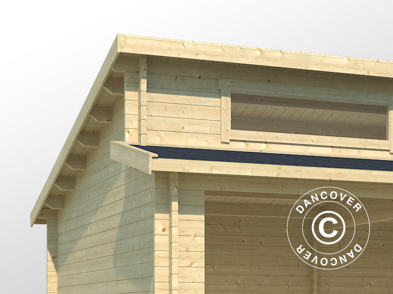 Drewniany podwójny garaż,&nbsp;wiata Vaasa, 7,8x5,2x3,21m, 44mm, Naturalne drewno