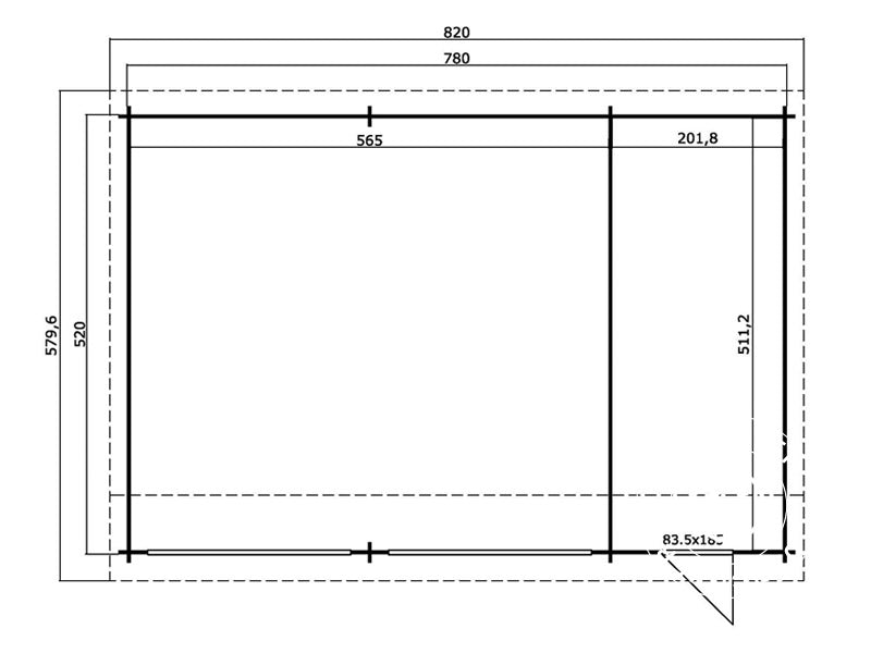 Drewniany podwójny garaż,&nbsp;wiata Vaasa, 7,8x5,2x3,21m, 44mm, Naturalne drewno