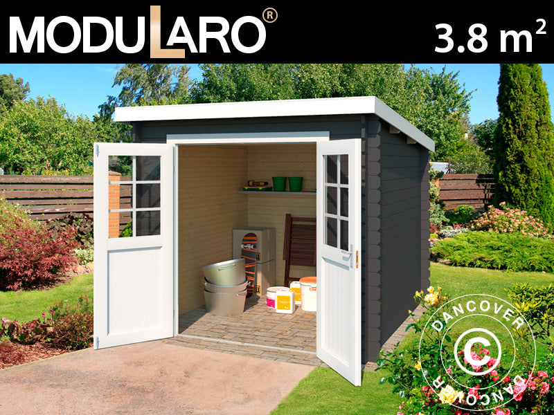 Drewniana szopa Hagen 2,3x1,75x2,11m, 28mm, 3,8m², Ciemny szary