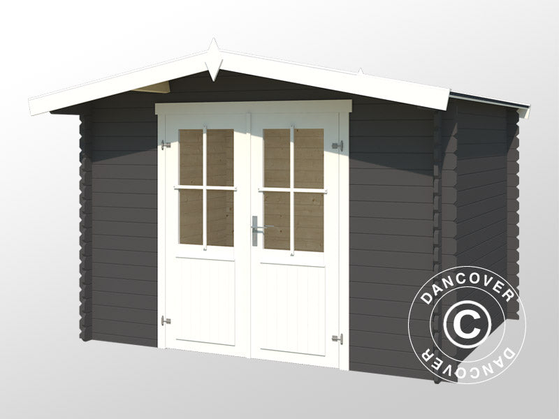 Drewniana szopa Oslo 2,92x2,3x2,22m, 28mm, 6,43m², Ciemny szary