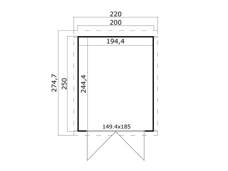 Drewniana szopa Torrent 2x2,5x2,11m, 28mm, 4,75m², Jasny szary