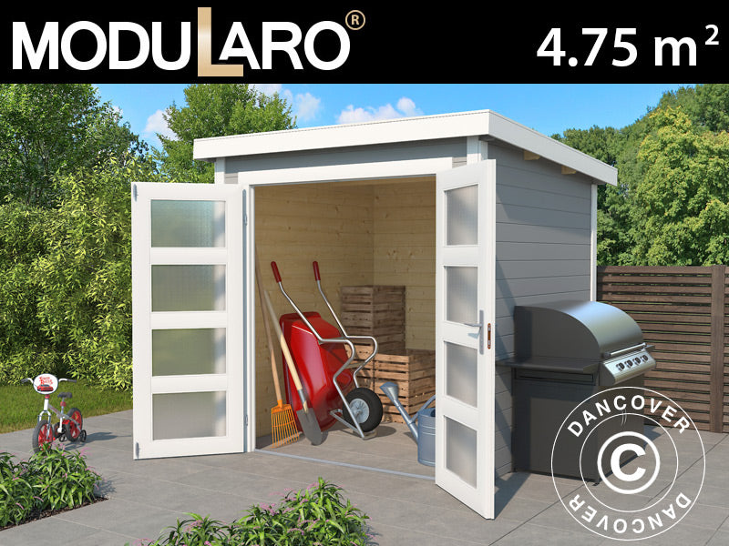 Drewniana szopa Torrent 2x2,5x2,11m, 28mm, 4,75m², Jasny szary