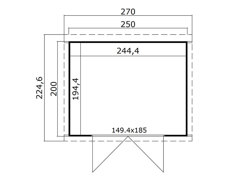 Drewniana szopa Torrent 2,5x2x2,11m, 28mm, 4,75m², Ciemny szary