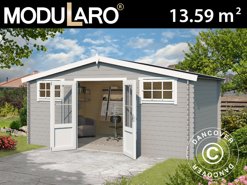 Drewniana szopa, domek Sandvika 4,8x2,92x2,45m, 28mm, 13,59m², Jasny szary