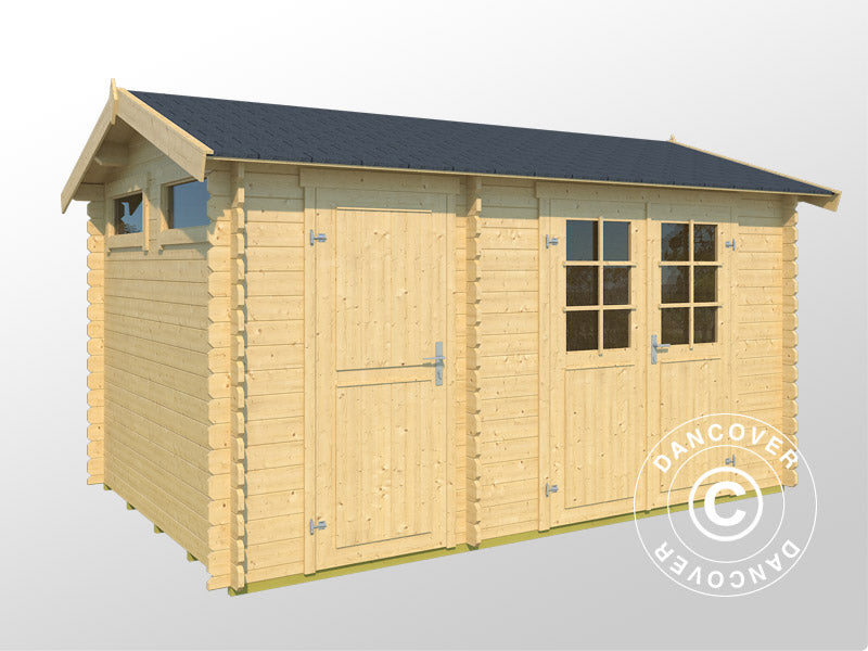 Szopa drewniana Narva 3,8x2,5x2,39m, 28mm,&nbsp;9,3m²,&nbsp;Naturalny