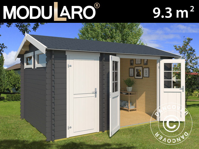 Szopa drewniana Narva 3,8x2,5x2,39m, 28mm,&nbsp;9,3m²,&nbsp;Ciemny szary