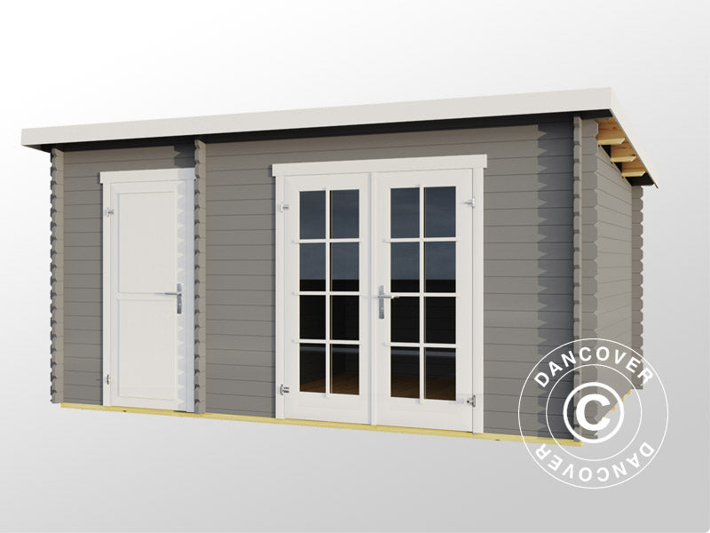 Drewniana szopa,&nbsp;domek Riga 4,25x2,8x2,22m, 34mm,&nbsp;11,3m²,&nbsp;Jasny szary