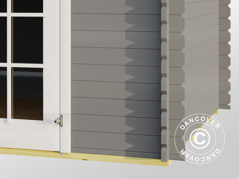 Drewniana szopa,&nbsp;domek Riga 4,25x2,8x2,22m, 34mm,&nbsp;11,3m²,&nbsp;Jasny szary