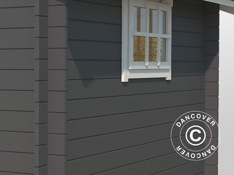 Drewniana szopa przyścienna Vanda 1,8x2,75x2,68m, 28mm,&nbsp;4,7m²,&nbsp;Ciemny szary