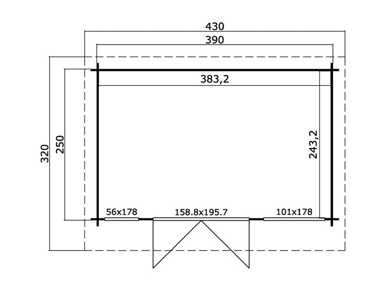 Domek drewniany Lugano 2,5x3,9x2,34m, 34mm, Ciemny szary