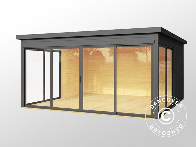 Domek drewniany Geneva, 4,18x4,18x2,39m, 44mm, Ciemny szary