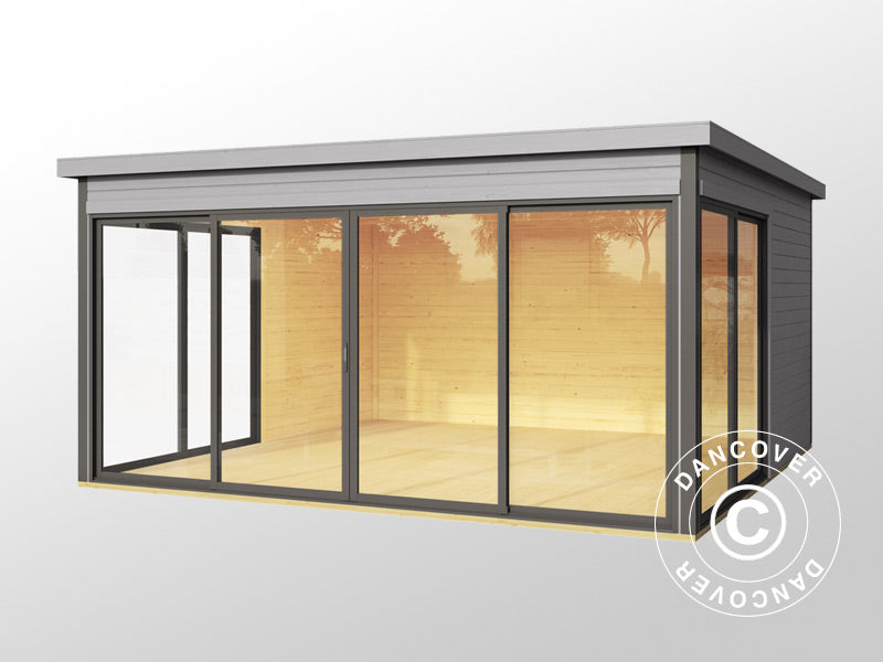 Domek drewniany Geneva, 4,18x4,18x2,39m, 44mm, Jasny szary