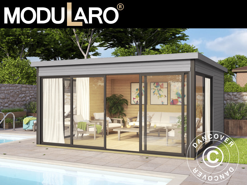 Domek drewniany Geneva, 4,18x4,18x2,39m, 44mm, Jasny szary