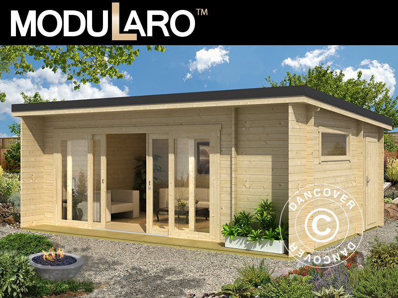 Domek drewniany Milano, 6,08x3,9x2,45m, 44mm, Naturalny