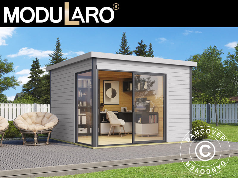 Domek drewniany Set Geneva, 3x3x2,39m, 44mm, Jasny szary