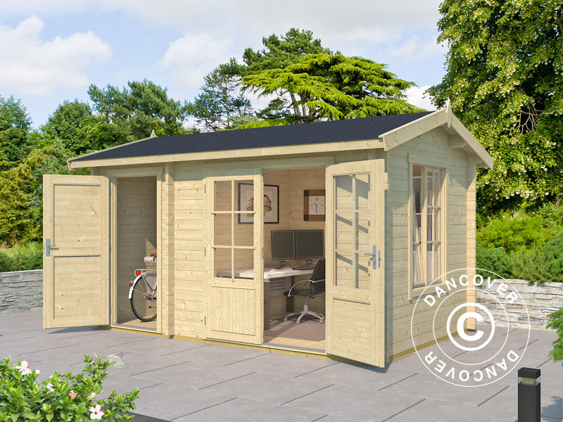 Domek drewniany z szopą Maardu 3,9x2,4x2,51m, 44mm, Naturalny