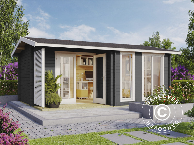 Domek drewniany Talsi 5,2x3,7x2,51m, 44mm, Ciemny szary