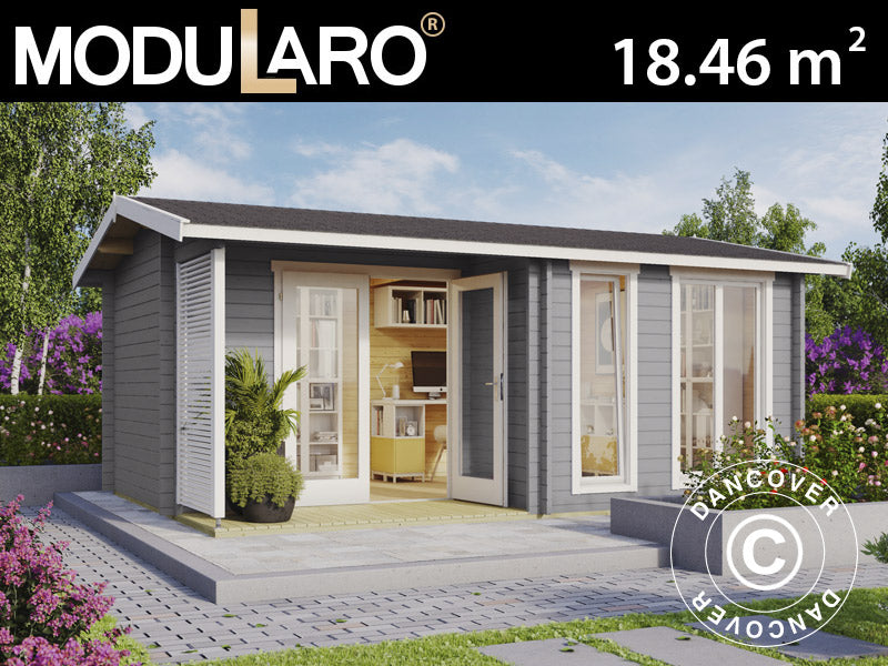 Domek drewniany Talsi 5,2x3,7x2,51m, 44mm, Jasny szary