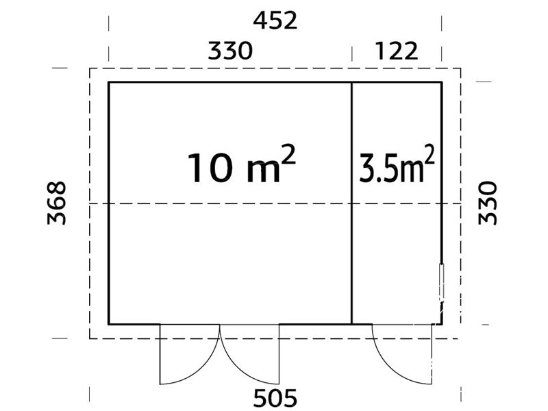 Szopa drewniana z podłogą, 4,52x3,3x2,61m, 13,5m², Naturalny