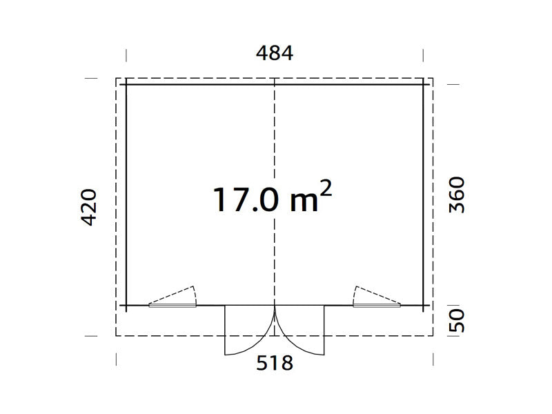 Domek drewniany z podłogą, 5,04x3,8x2,45m, 17m&sup2;, Naturalny