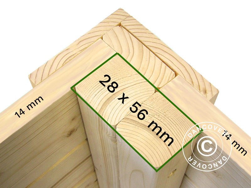 Szopa drewniana Bertilo Wallstore Velo, 2,06x1,02x1,35m, 2,1m&sup2;, Naturalny